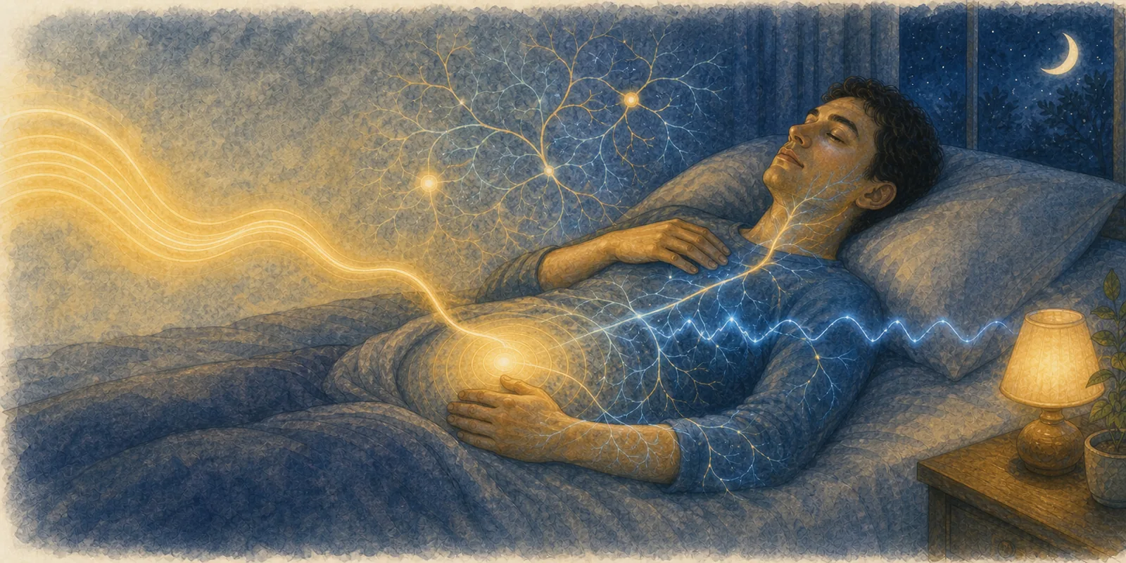 Slow abdominal breathing turns an irregular blue rhythm into a warm coherent wave